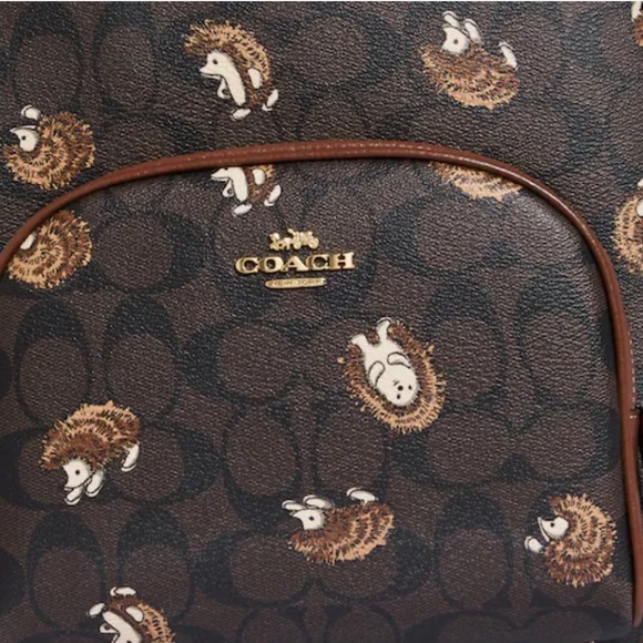 Coach Bags Coach Court Backpack In Signature Canvas With Hedgehog
